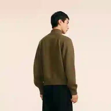速写 半高领休闲通勤纯色拉链毛衣 男款