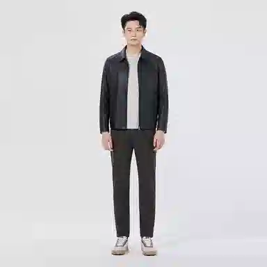 利郎 商务翻领高端品质经典皮衣 男款