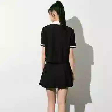 太平鸟 短袖小香风薄款外套气质短款上衣 女款 黑色