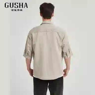 古鲨 潮流精品宽松五分短袖衬衫 男款
