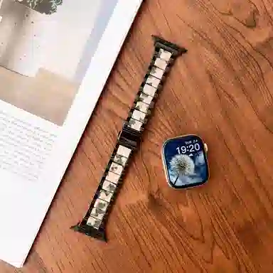 老佳 苹果适用 手表表带 金属 树脂材质 时尚树脂拼接金属表带男女通用