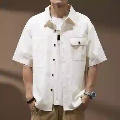 贵色 美式浅色小众设计感冰丝凉感速干口袋城市机能风夏季短袖衬衫 男女同款