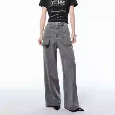 太平鸟 简约个性直筒工装牛仔裤 女款