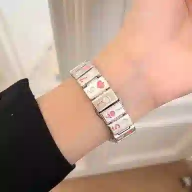 老佳 苹果适用 手表表带 金属材质 扑克金属表带男女通用