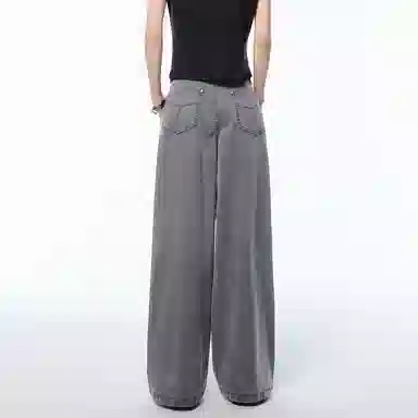 太平鸟 简约个性直筒工装牛仔裤 女款