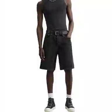 ZARA Straight Wash Denim Shorts Carbon