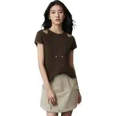 轻迎 纯色高腰修身工装短裙 女款 浅绿色