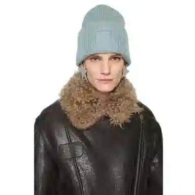Acne Studios Logo Patch Wool Beanie Light Blue