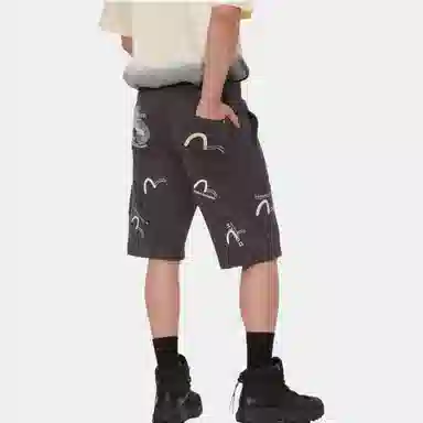 EVISU SS22 Seagull Print Multi-Pocket Shorts