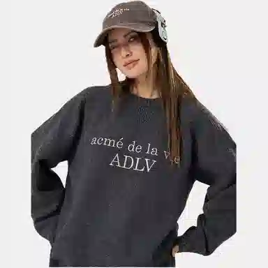 acme de la vie ADLV Basic Letter Jacquard Crewneck Sweater