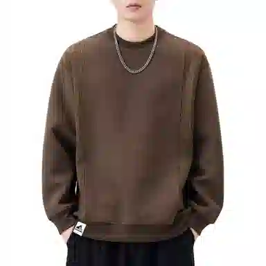 帝狼牛 简约设计款宽松圆领拼接上衣百搭日系个性时尚复古中性休闲长袖 卫衣 男女同款