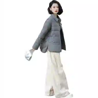 鸭鸭 纯色翻领薄款羽绒服 女款