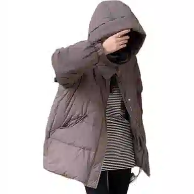 鸭鸭 时尚连帽韩版纯色羽绒服 女款