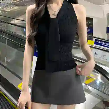 缪斯的诱惑 背心露背高级感无袖挂脖吊带 女款