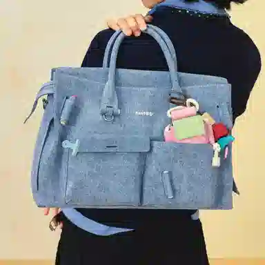 Guliangjiji Building Block Laptop Bag Denim Large Tote Unisex
