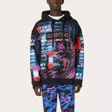 Valentino SS22 Electric City Hoodie Black