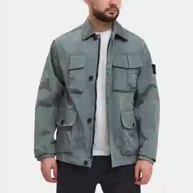 Stone Island SS23 Metallic Jacket Silver Blue