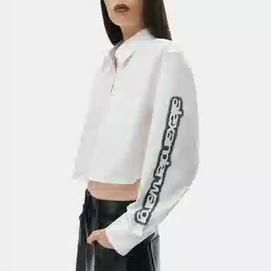 alexander wang Halo Print Cropped Button-Up Shirt