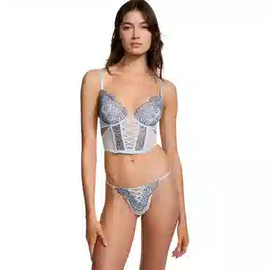 Victoria's Secret PINKDREAMANGELS Boho Floral Embroidery Low-Cut Demi Corset