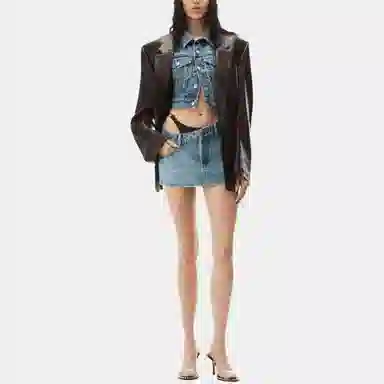 alexander wang SS23 Asymmetric Denim Bikini Set Navy