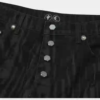 THUG CLUB SS25 Ink Splash Logo Jeans Black