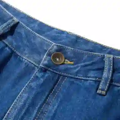 中国李宁 字母中腰直筒牛仔裤 男款 深牛仔蓝