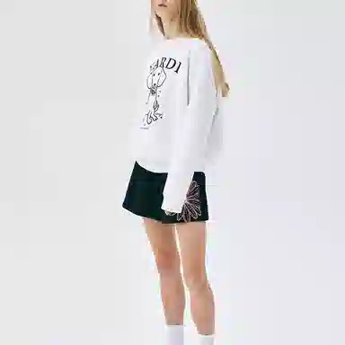 MARDI MERCREDI SS25 SWEATSHIRT SWING THE TAIL DDANJI FLOWER NECKLACE_WHITE PINK