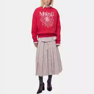 MARDI MERCREDI FW25 SWEATSHIRT FLOWERMARDI NEEDLEWORK_RED PINK