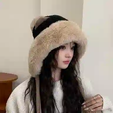 【韩版百搭~秋冬必备】 攸委 可爱小熊耳朵毛绒帽子女冬季加绒加厚保暖防寒护耳帽舒适 涤纶 萌趣创意时尚毛线帽雷锋帽 男女同款情侣款