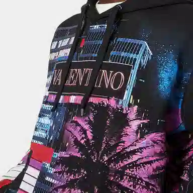 Valentino SS22 Electric City Hoodie Black