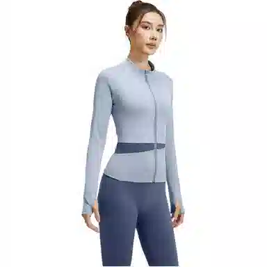 欧迪芬  欧若风蜜桃拼色三件套裸感无缝外套免穿胸垫文胸背心瑜伽裤速干跑步健身服套装出游运动普拉提臀高腰高弹力显瘦  瑜伽套装  女款