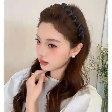 【高级感珠光网纱星空】 攸委 小香风发箍女防滑带齿纹理感日常外戴高颅顶头箍洗脸神器 亚克力 压发卡网红百搭气质发窟 男女同款情侣款