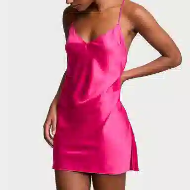 Victoria's Secret Satin Open-Back SlipBarbie powder