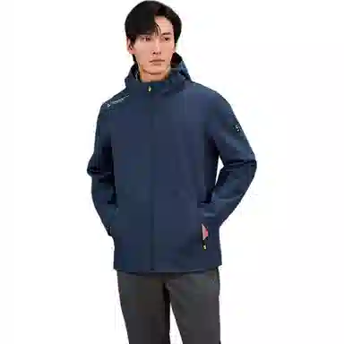 探路者 纯色连帽简约舒适夹克外套 男款 藏青色