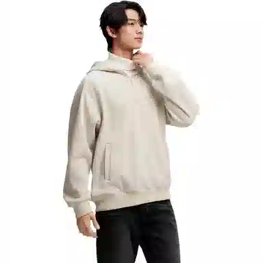 森马 梅花系列 纯色百搭肌理感加绒连帽长袖针织衫 男款