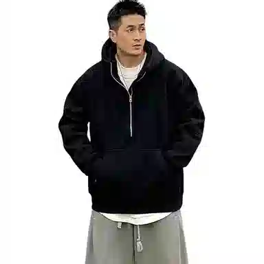 悍戈 美式重磅高街潮牌半拉链痞帅宽松休闲潮流时尚百搭卫衣 男女同款