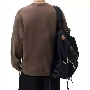 帝狼牛 美式纯色简约时尚圆领长袖套头卫衣 男女同款