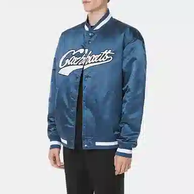 Carhartt WIP Logo Print Baseball Jacket Blue