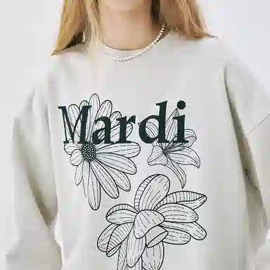 MARDI MERCREDI SS25 SWEATSHIRT TRIPLE FLOWER_OATMEAL BLACK