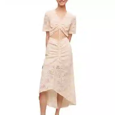 Maje Hollow Slim V-Neck Lace Dress