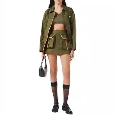 Prada SS24 Mid-Rise Mini Skirt Green