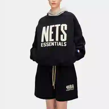 Fear of God Essentials x NBA SS25 NBA-allstar PULL OVER HOODIE - NETS BLACKWARM