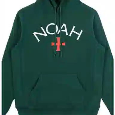 NOAH Core Logo Hoodie Forest Green Logo