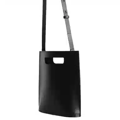 COS Folio Mini Leather Tote Black