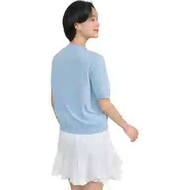 茵曼 气质时尚舒适短袖针织衫 女款