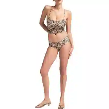 SKIMS Signature Swim Cami Top Champagne Leopard Print