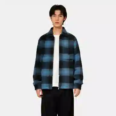 Stussy Shadow Plaid Sherpa Zip Shirt