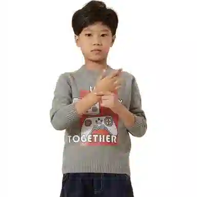 儿童款 恒源祥 打底加厚针织印花保暖毛衣