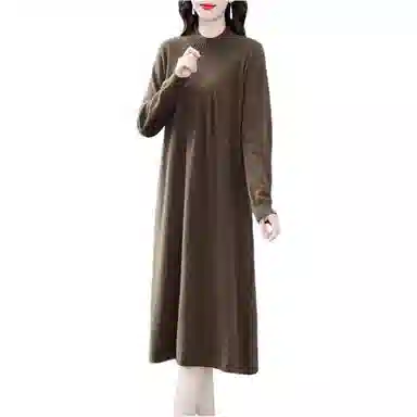 恒源祥 纯色休闲简约长袖连衣裙 女款
