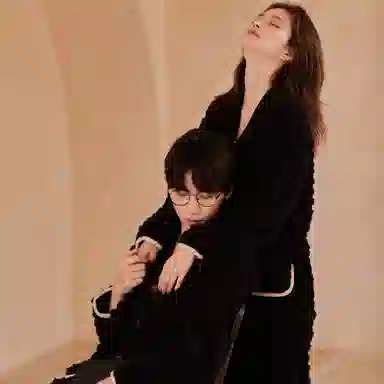 夏芬妍 宽松休闲舒适贴袋开衫珊瑚绒家居服加绒加厚保暖蓄温长袖长裤可外穿秋冬款睡衣礼盒 男女同款 黑色